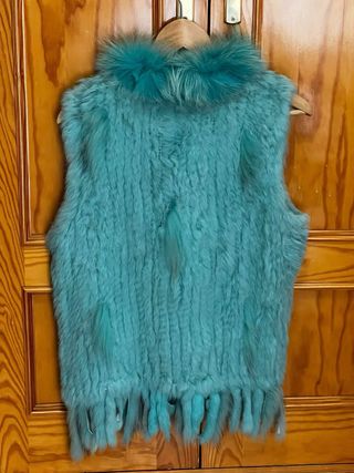 Chaleco de piel turquesa talla única