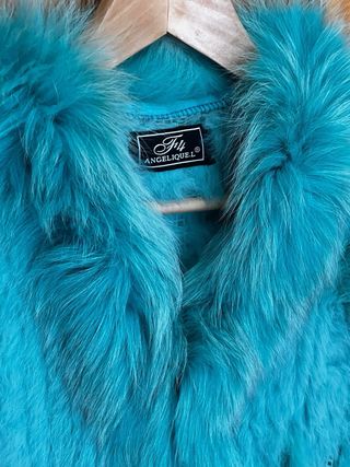 Chaleco de piel turquesa talla única