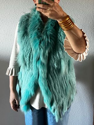 Chaleco de piel turquesa talla única