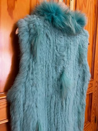 Chaleco de piel turquesa talla única