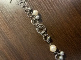 Pulsera Majorica Plata 925 y Perlas grises blancas