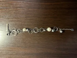 Pulsera Majorica Plata 925 y Perlas grises blancas
