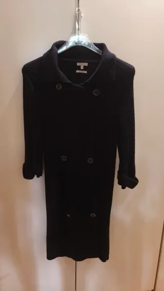 Abrigo Massimo Dutti Algodón y Seda Negro