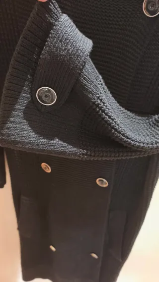 Abrigo Massimo Dutti Algodón y Seda Negro