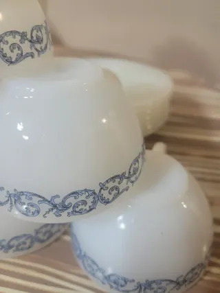 6 Tazas de Café Arcopal cenefa azul con Platillos