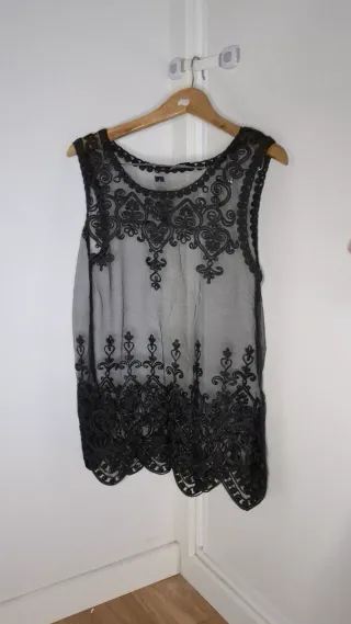 Top encaje negro talla única
