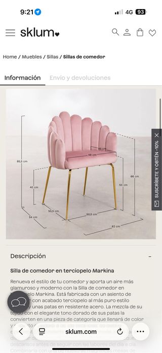 Silla Terciopelo Gris Claro SKLUM,