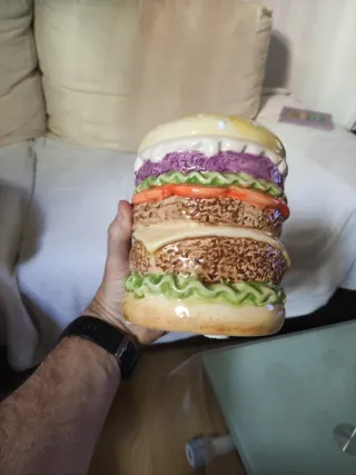 Porta monete a forma di hamburger in ceramica da 19 cm
