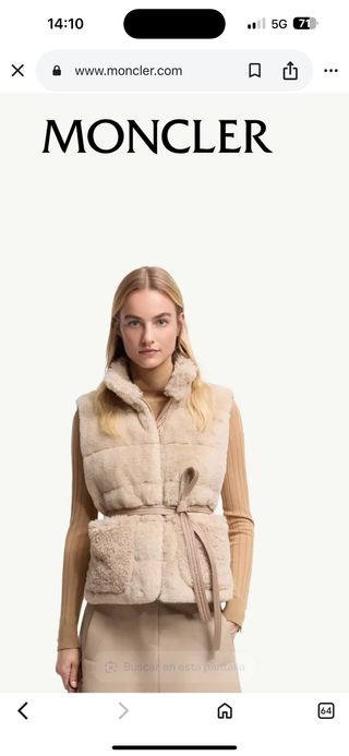 Chaleco pelo Moncler beige