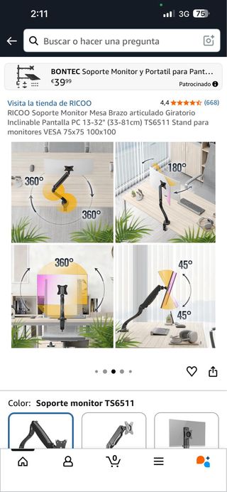 Soporte Monitor Mesa Brazo Articulado Giratorio
