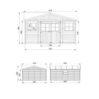 Caseta de madera 4x5 m con suelo de madera