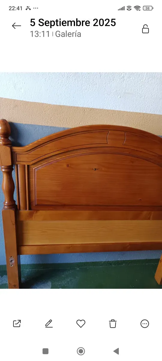 Somier madera maciza y cabecero 105 y pie