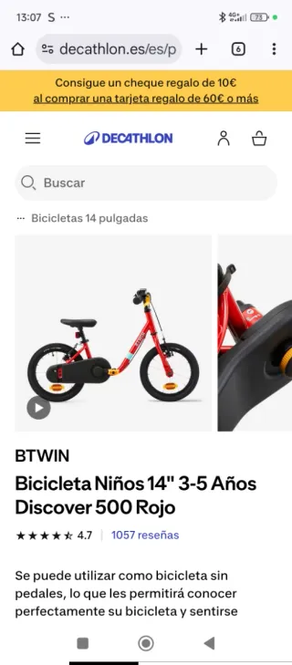 Bici infantil 2 en 1 Decathlon