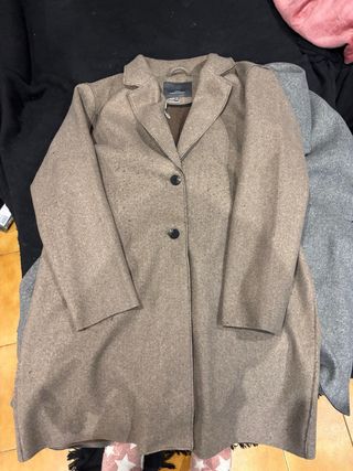 Chaqueta larga beige/marrón talla 46/48