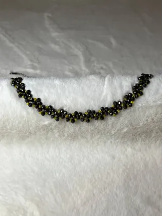 Collana cristalli e perline nero oro