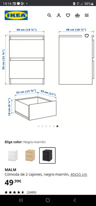 Mesita de noche Ikea (Malm)