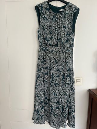 Vestido verde azulado estampado blanco