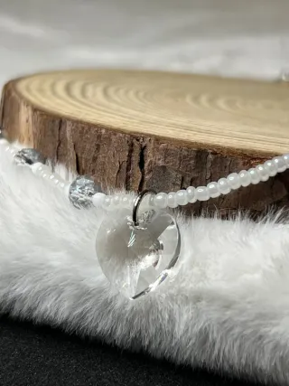 Girocollo cristalli e perline base acciaio