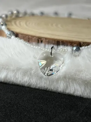 Girocollo cristalli e perline base acciaio