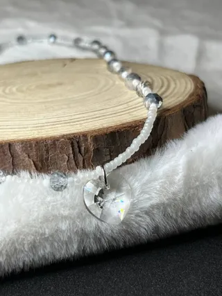 Girocollo cristalli e perline base acciaio