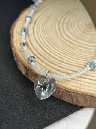 Girocollo cristalli e perline base acciaio