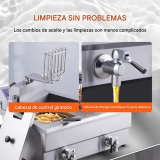 Freidora Doble Industrial 12L 6KW Grifo de drenaje