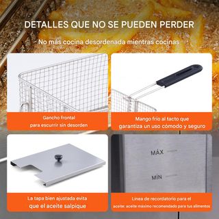 Freidora Doble Industrial 12L 6KW Grifo de drenaje