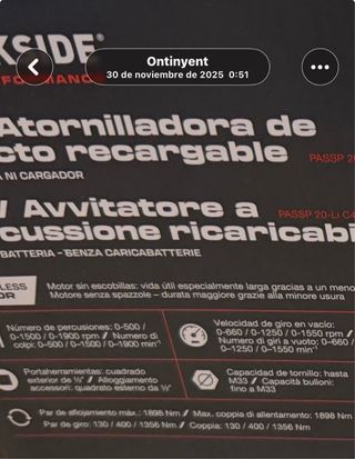 Parkside 20V Atornilladora de Impacto