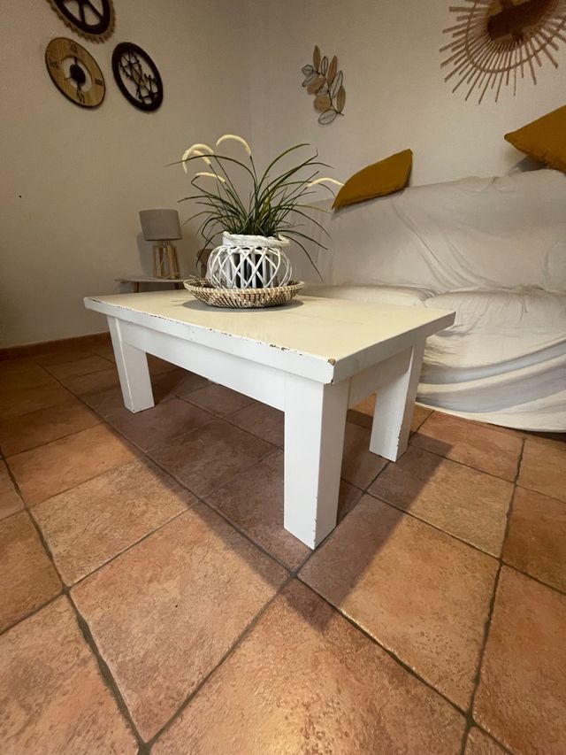 Mesa de centro madera lacada blanca