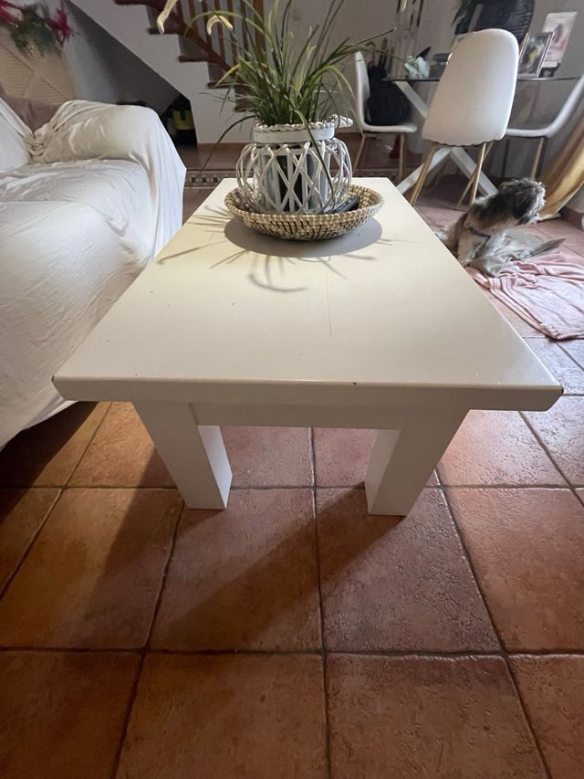 Mesa de centro madera lacada blanca