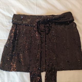 Falda Mango Lentejuelas Negra Talla S