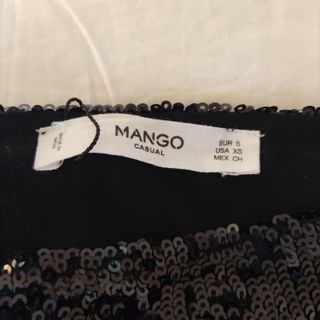 Falda Mango Lentejuelas Negra Talla S