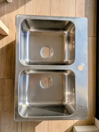 Fregadero LÅNGUDDEN 2 senos inox 75x53