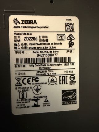 Impresora Térmica Zebra ZD220 Gris
