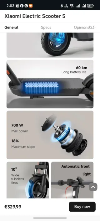 Patinete Eléctrico Xiaomi Mi Scooter 5