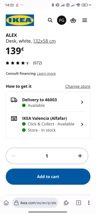 Escritorio IKEA Blanco con Cajones 132x58