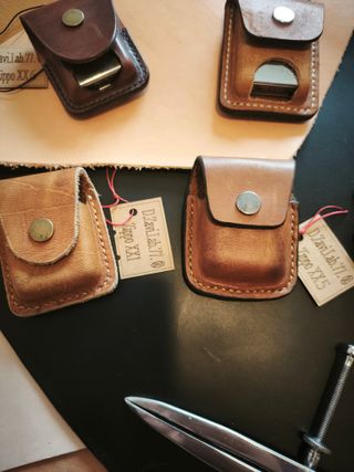 Custodia Zippo in cuoio fatta a mano