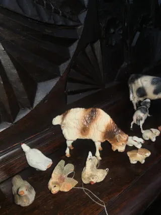 Lote 15 figuras belén antiguas animales