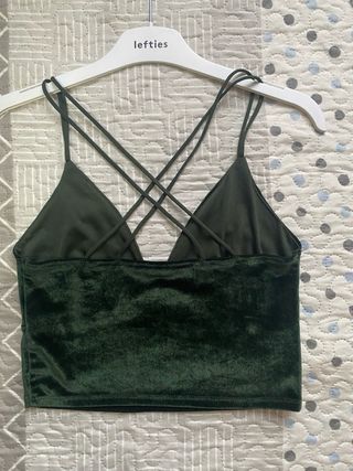 Top terciopelo verde Stradivarius Talla S