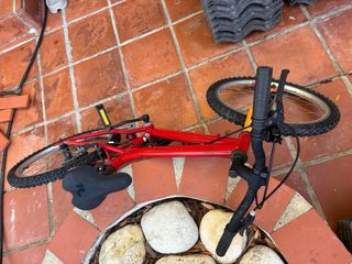 Bicicleta infantil roja y naranja