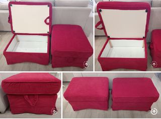 2 Puffs Reposapies con almacenaje Ektorp Ikea Rojo