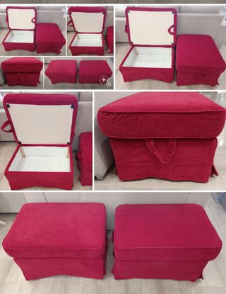 2 Puffs Reposapies con almacenaje Ektorp Ikea Rojo