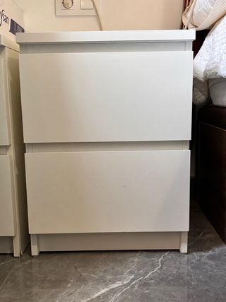 Comodino Malm Bianco a due cassetti