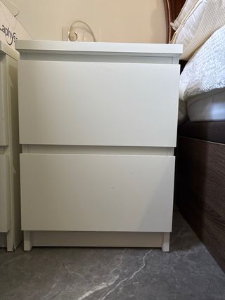 Comodino Malm Bianco a due cassetti
