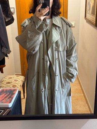 Gabardina oversize vintage larga beige/verde