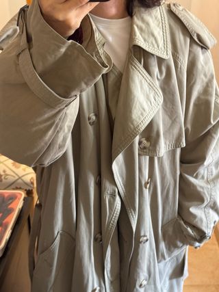 Gabardina oversize vintage larga beige/verde