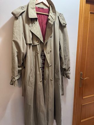 Gabardina oversize vintage larga beige/verde