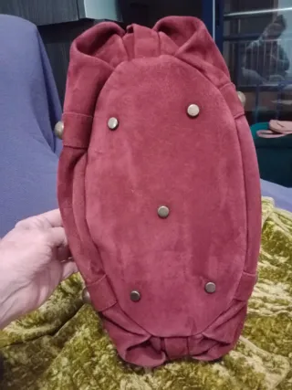 Bolso Ante Cabrino Rojo Dorado Grande