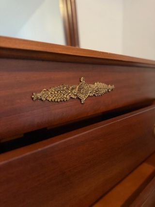 CÓMODA CON ESPEJO DORMITORIO MADERA MACIZA ANTIGUA