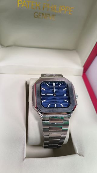 Reloj tipo Patek Plateado y Azul